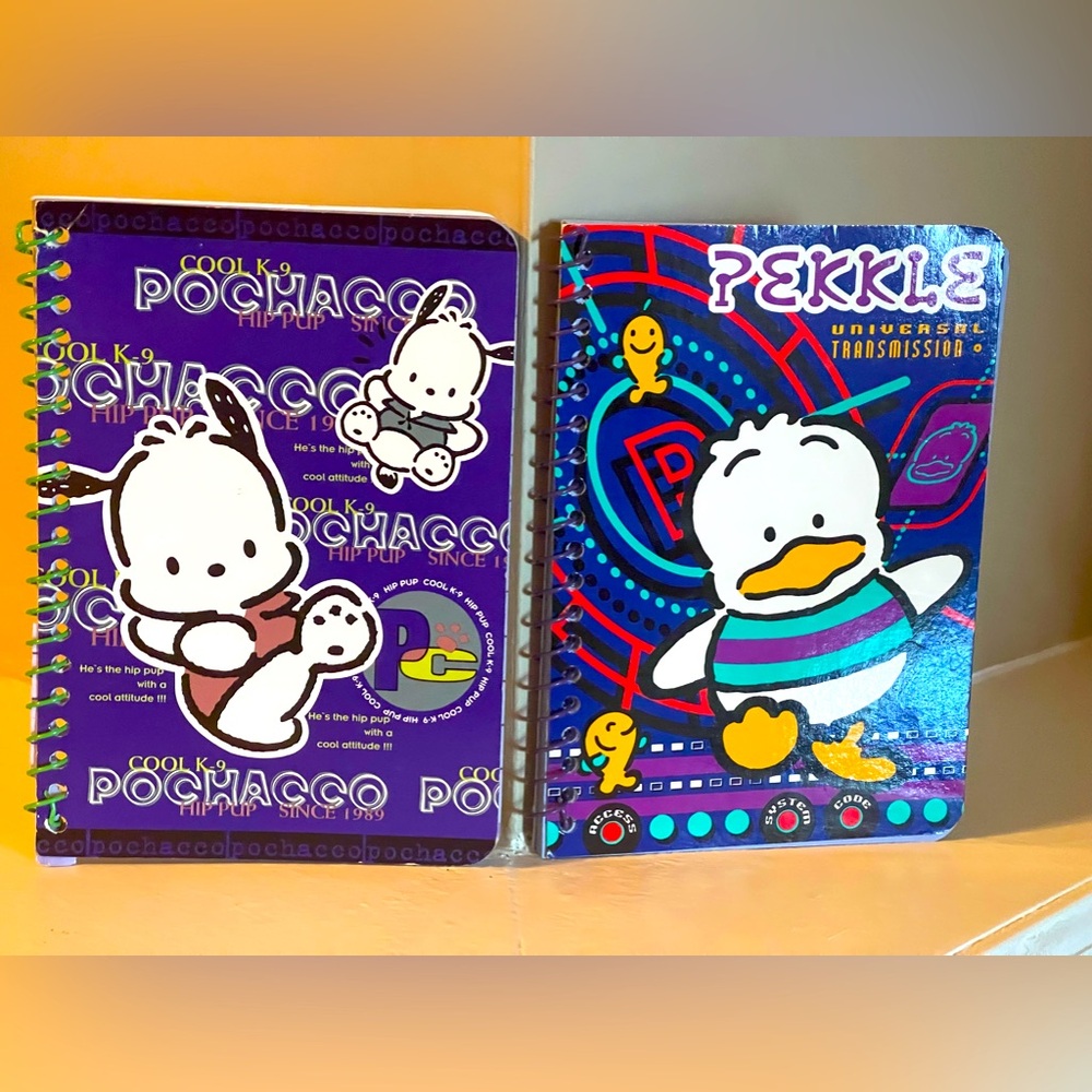 Set Of 2 Vintage 90s Sanrio Pochacco and Pekkle Small Spiral Notebooks 1997
